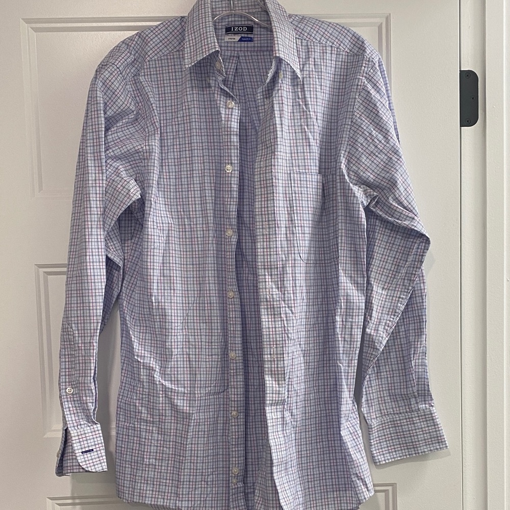 Izod Men's Multicolor Checkered Dress Shirt